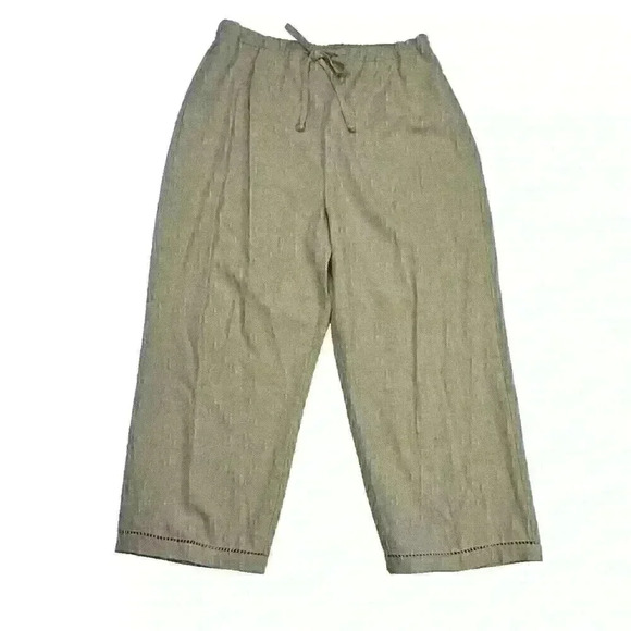 Sag Harbor VTG Womens LG/XL Tan Button Up Blouse and Pants 2 pc Set Linen Blend - Picture 9 of 16